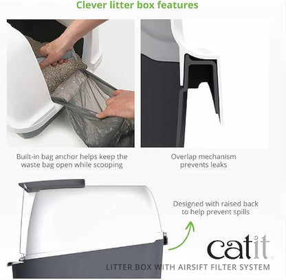 Catit Airsift Jumbo Hooded Litter Pan, Warm Gray/White - Image 3