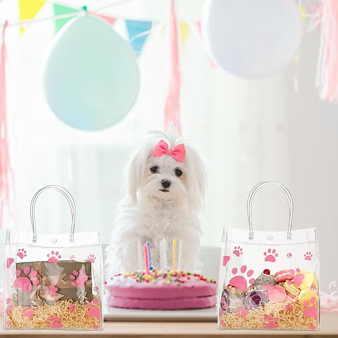 Teling 20 Packs Dog Paw Clear PVC Gift Bags - Image 5