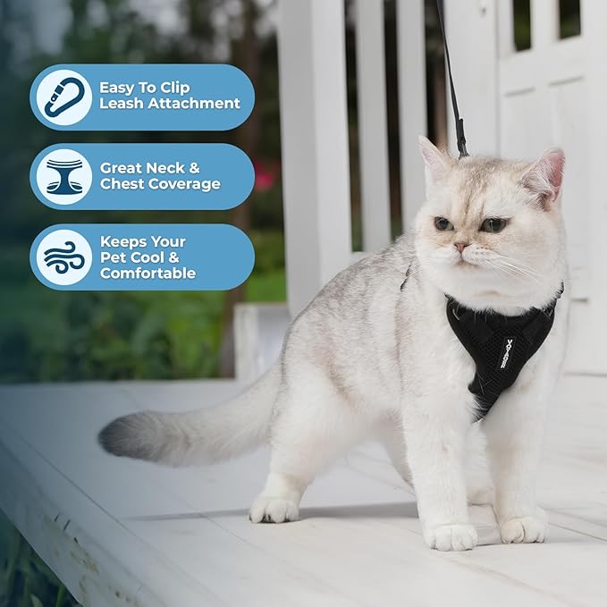 Voyager Escape-Proof Step-in Lock Cat Harness & 5ft Neoprene-Handle Leash Set - Image 5