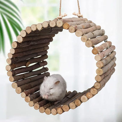Natural Apple Wood Parrot Hammock & Tree Caves - Image 4