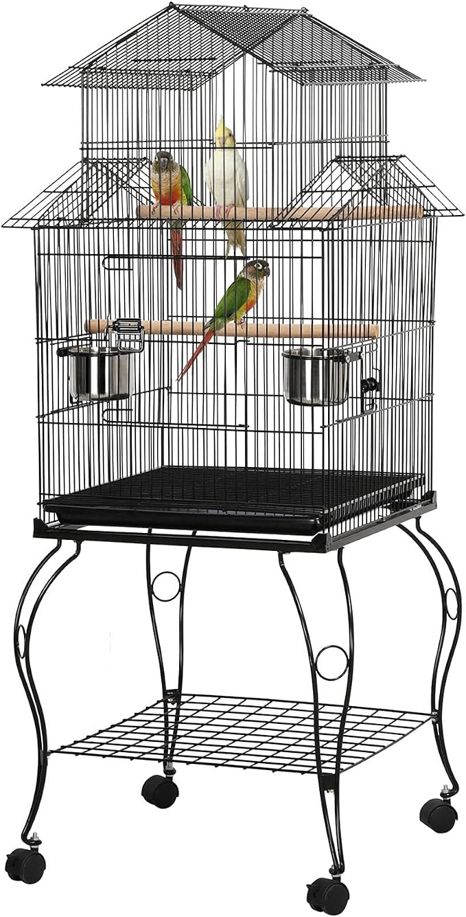 Yaheetech Budgie Cage 55-inch Rolling Standing Triple Roof Medium Parrot Cage by Yaheetech