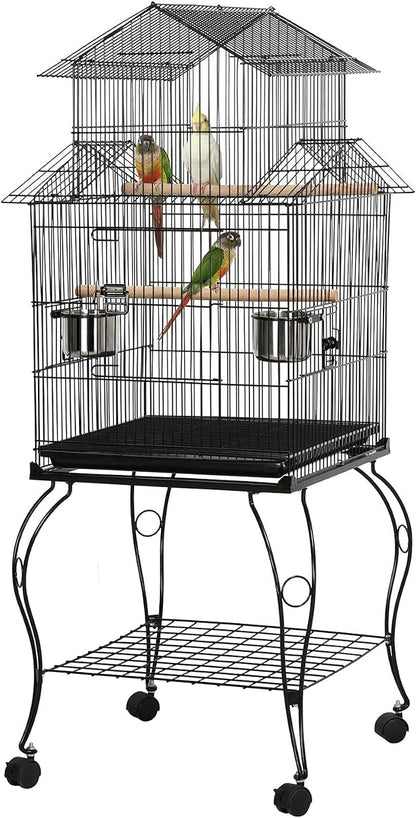 Yaheetech Budgie Cage 55-inch Rolling Standing Triple Roof Medium Parrot Cage by Yaheetech
