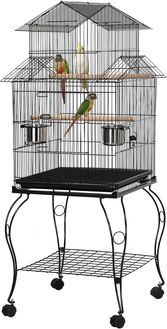 Yaheetech Budgie Cage 55-inch Rolling Standing Triple Roof Medium Parrot Cage by Yaheetech