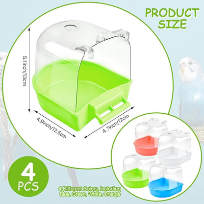 Supkiir 4Pcs Clear Bird Bath for Cage, Parakeet Bath Cage Accessories - Image 5