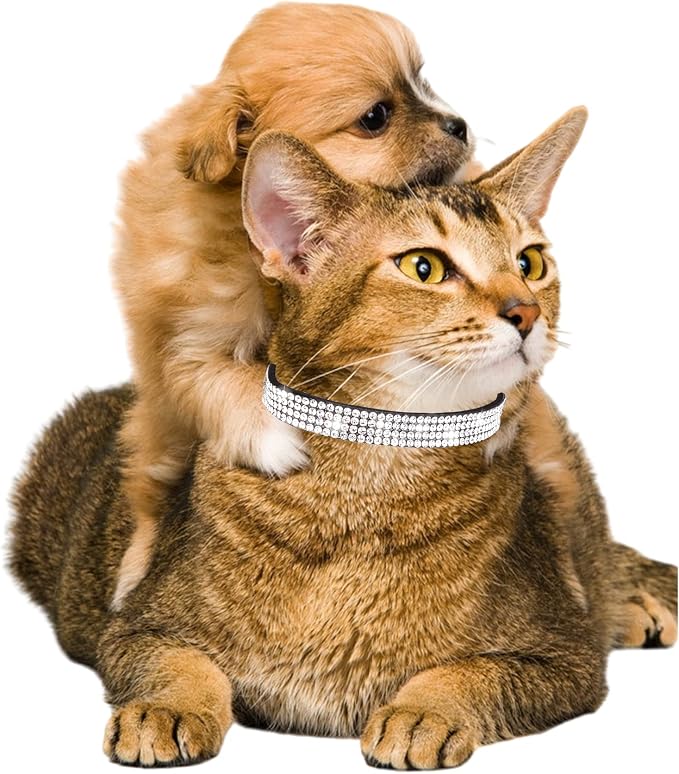 Cat Collars for Girl Cats with Rhinestone Soft Velvet, Breakaway Cat Collars - Image 2