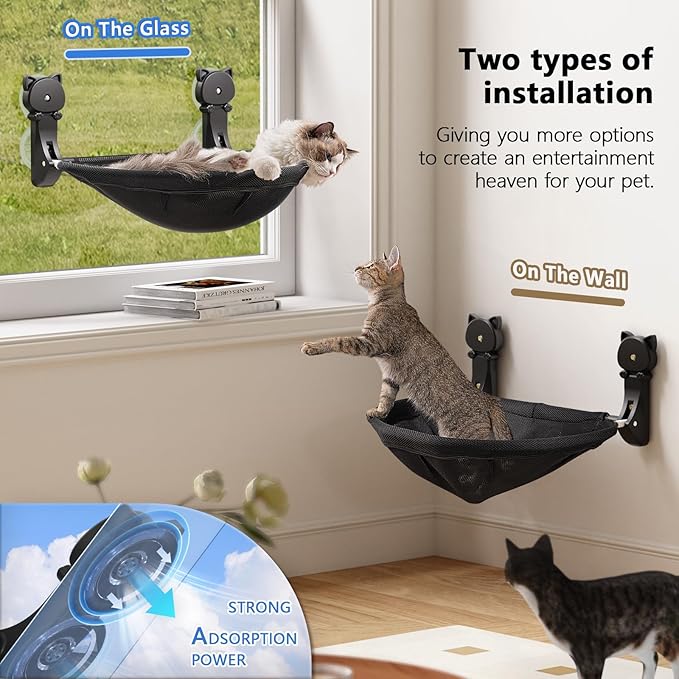 Cat Window Perch Cordless, Foldable & Stable Cat Beds- Breathable Cat Window - Image 2