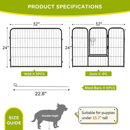 BestPet | Dog Playpen | 24 Inch, 6 Panels | Heavy Duty Metal Pet Exercise Pen | - Image 8