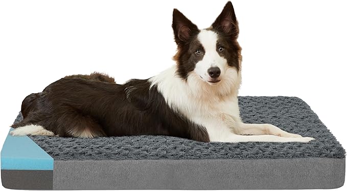 Orthopedic Memory Foam Bed for Large Dogs, Waterproof Cooling Pet Mats for Crate by ABETTERLIFEWITHPET