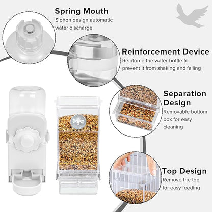 No Mess Bird Feeder Water Dispenser Set, Parakeet Cage Accessories, Bird Feeder - Image 7