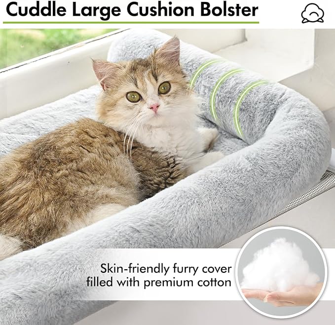 Cat Window Sill Perch with Large Bolster, Pet Hammock Bed - Image 3