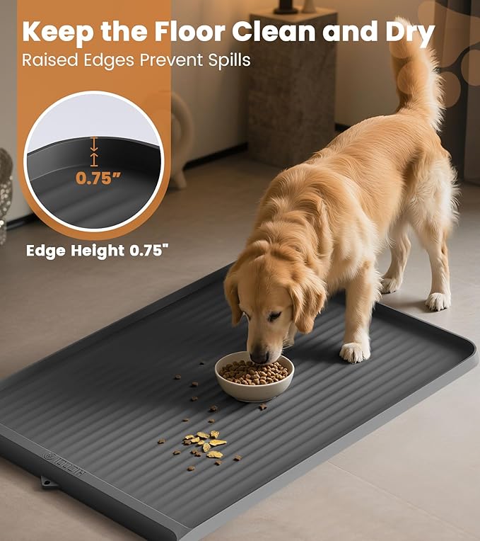 Dog Food Mat 36"x24", Waterproof Pet Feeding Mat - Image 3
