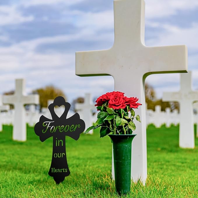 Grave Decorations for Cemetery: Forever in Our Hearts Metal Pet Grave Marker - Image 9