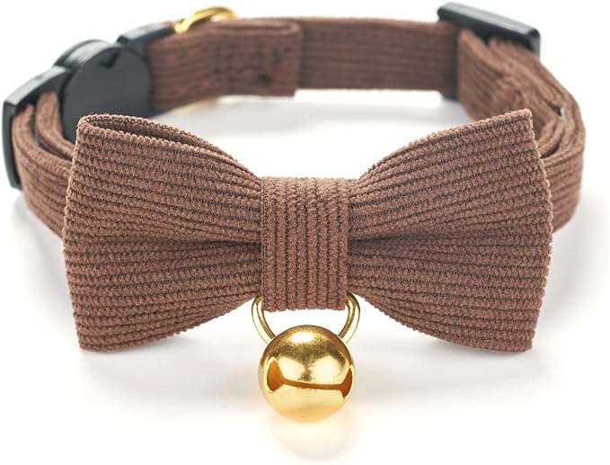 Soft Corduroy Cat Collar, Plaid Pattern, - Image 3