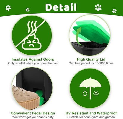Dog Poop Trash Can Outside, 20L/5Gallon Dog Waste Trash Can - Image 3