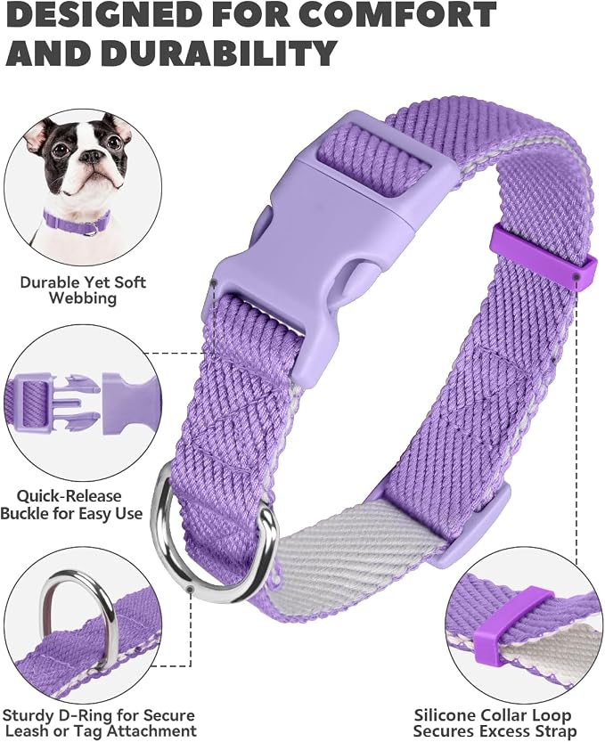 Dynmeow Soft and Breathable Cotton Dog Collar, Durable Adjustable Heavy-Duty - Image 7