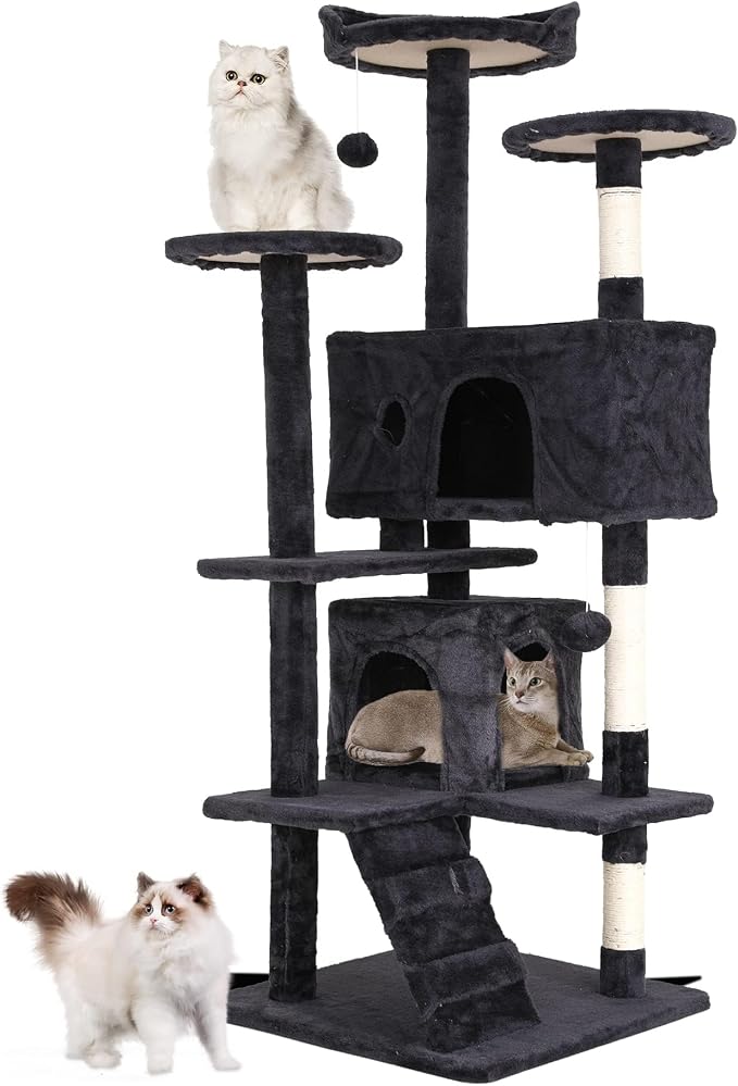 Cat Tree for Indoor Cats, Space Saving Cat Activity Center, Durable Pet Play by GINMAON