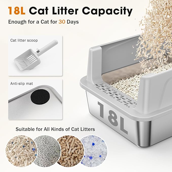 2PACK Stainless Steel Cat Litter Box - Image 3
