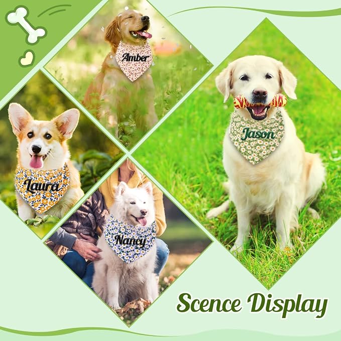 Personalized Dog Bandana with Embroidered Name, Custom Neckwear Dog Scarf - Image 6