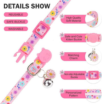Breakaway Cat Collar with Bells, 3 Pack Summer Spring Cat Collar - Image 3