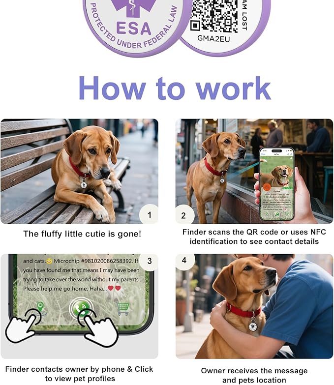ESA Dog Tag, QR Code Dog Tag, Modifiable Free Pet Online Profile, Scannable QR - Image 5
