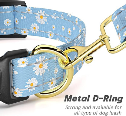 Reflective Dog Collar for Medium Dogs, Cute Daisy Theme Adjustable Heavy-Duty - Image 5