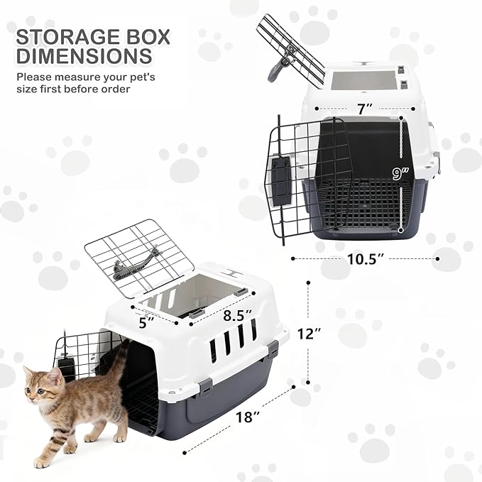 MoNiBloom 18-Inch 2-Door Top Loading Cat Carrier, Plastic Dog Crate Hard-Sided - Image 2