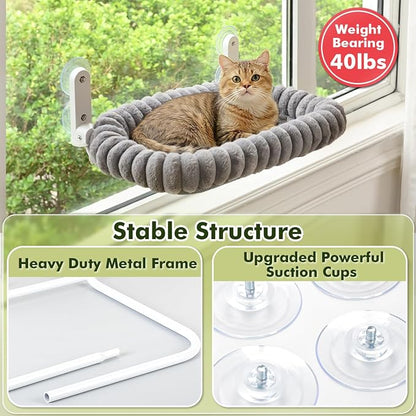 Cat Window Perch with Bolster, Cordless Foldable Cat Window Hammock with Strong - Image 9