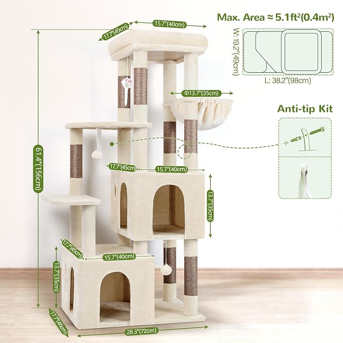 Globlazer Cat Tower for Indoor Cats, Heavy Duty Cat Trees for Large Cats Adult - Image 7