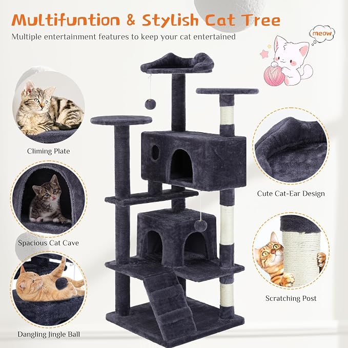 Sweetcrispy 54 Inch Cat Tree Tower, Indoor Cat Condo - Image 6