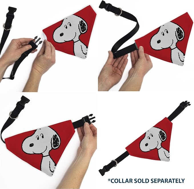 Peanuts Pet Bandana Snoopy Smiling Face Pose Red Slip On Collar Bandana Only - Image 6