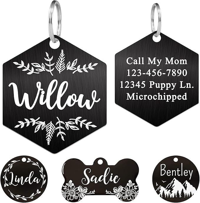 Ultra Joys Stainless Steel Pet ID Tag Dog Name Tags Personalized Front and Back by UltraJoys