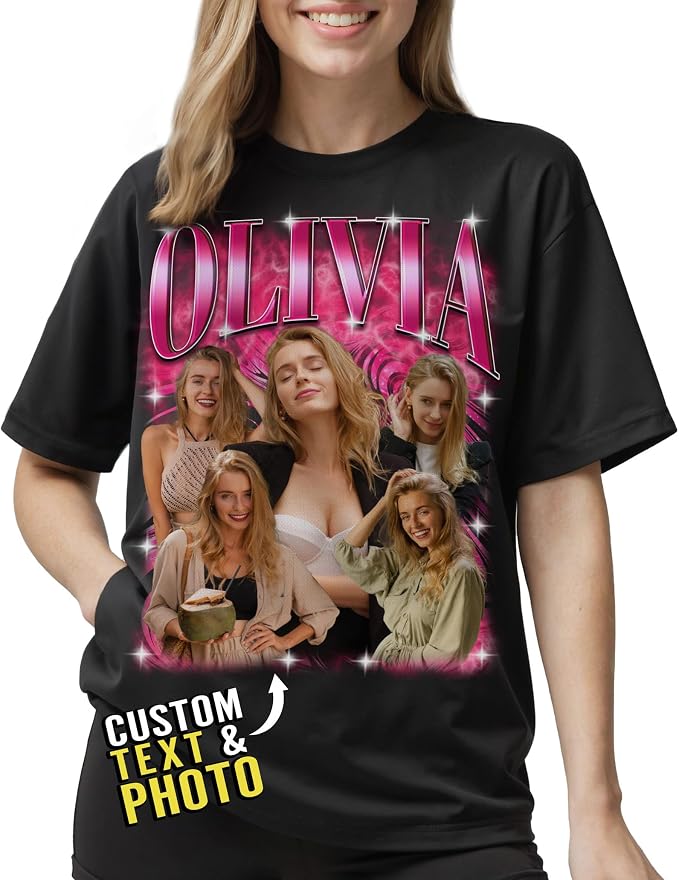 Custom Bootleg Rap Shirt with Photo Text, Vintage Custom Picture Shirt by 68PHALO