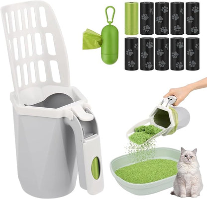 MYPIN Cat Litter Scooper with Holder, Cat Litter Shovel with Waste Can and by MYPIN