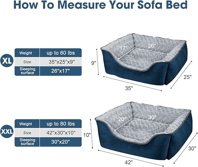 JOEJOY Rectangle Dog Bed for Large Medium Small Dogs - Image 4