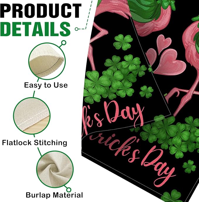 Dyrenson Happy St Patricks Day Flamingo 28 x 40 House Flag Double Sided - Image 4