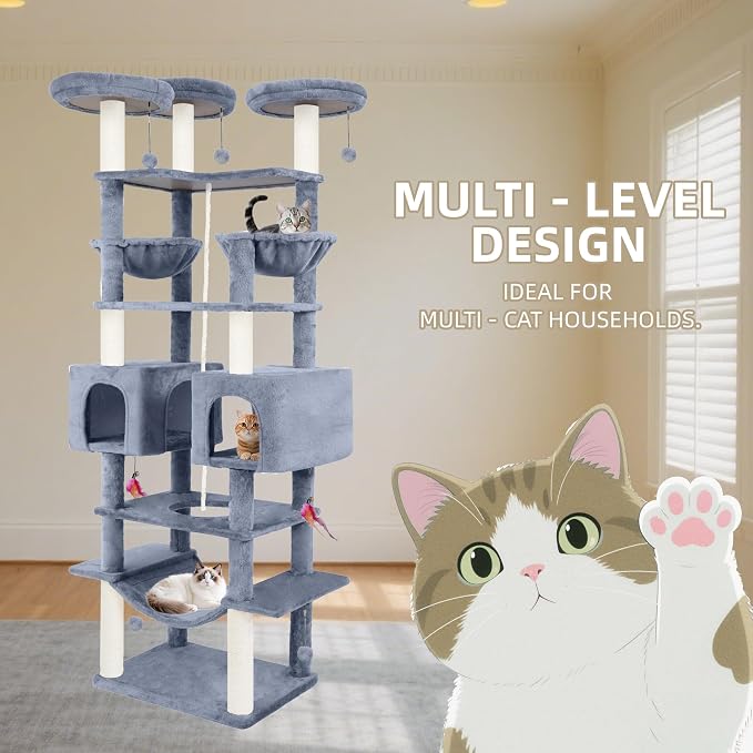 71in Multifunctional Multi-Level Cat Tree Tower - Image 3