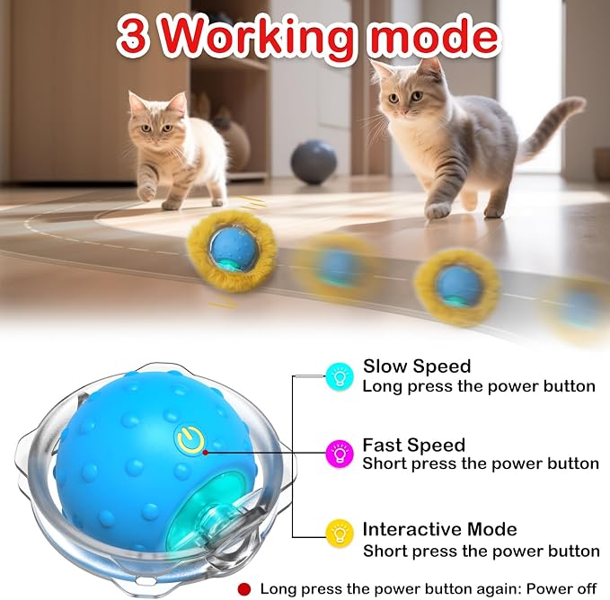 Interactive Cat Toys Ball Fast Rolling in Pocket, Motion Activate Chirping Cat - Image 3