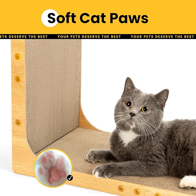 Cardboard Cat Scratcher, 23 Inch L Shape Scratch Pad Wall Mounted, Vertical - Image 4