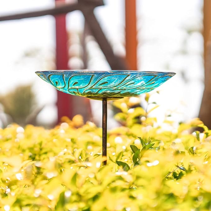 MUMTOP Glass Bird Bath, Garden Outdoor Birdbaths Birdfeeder - Image 4