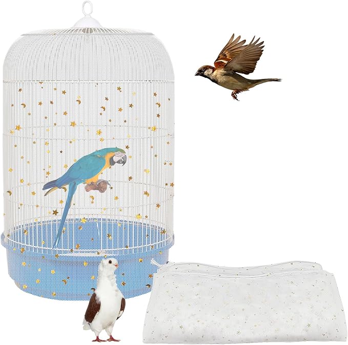 Bird Cage Seed Catcher, 45-90'' Adjustable Bird Cage Cover, Universal Nylon by LYMOI