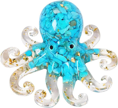 Octopus Decor Aquarium Turquoise Decorative Resin Glass by RJINGSHICRYSTAL