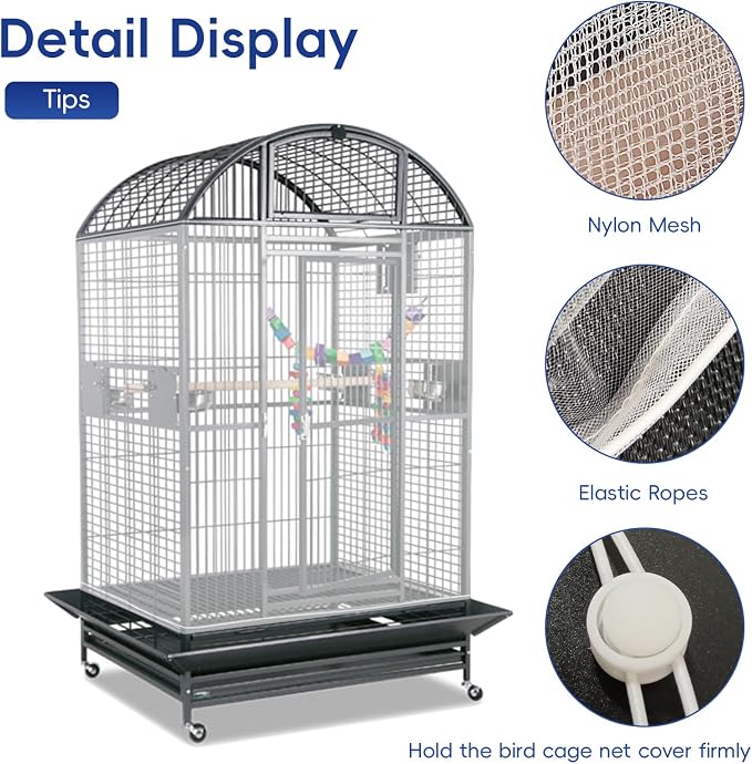 Adjustable Birdcage Seed Feather Catcher Bird Cage Net Cover Soft Skirt Guard - Image 6