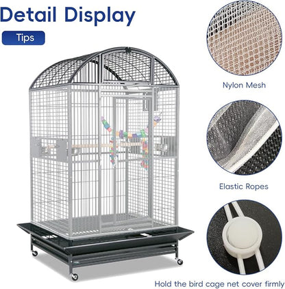 Adjustable Birdcage Seed Feather Catcher Bird Cage Net Cover Soft Skirt Guard - Image 6