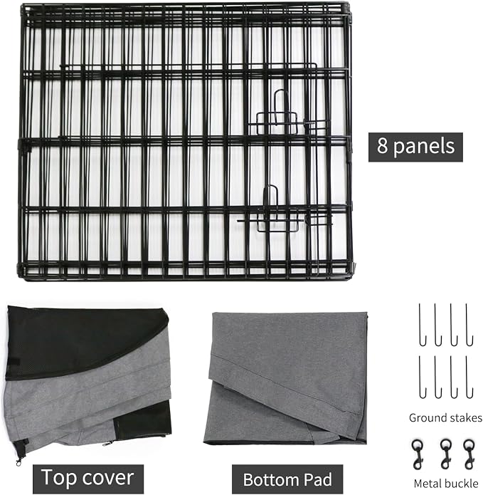 PETIME Foldable Metal Dog Exercise Pen/Pet Puppy Playpen Kennels Yard Fence - Image 5