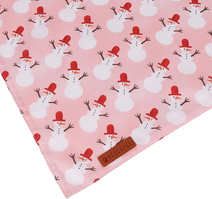 ADOGGYGO Pink Christmas Dog Bandanas 2 Pack, Reversible Santa Snowman Xmas - Image 6