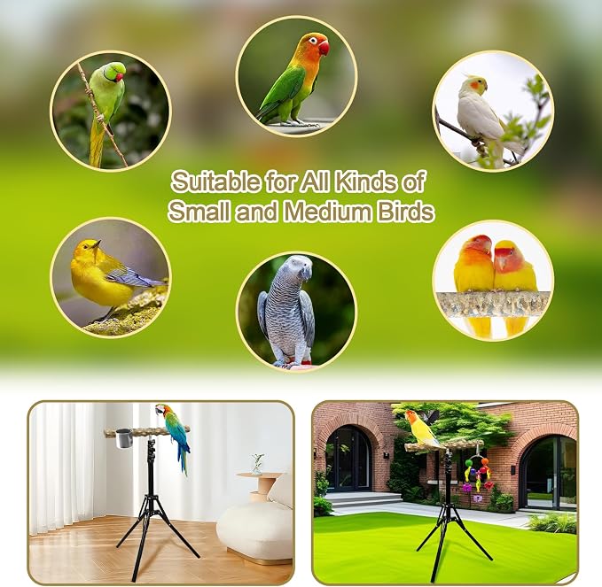 16-63 Inch Height Adjustable Bird Perch Pepper Wood Bird Training Perch Stand - Image 7