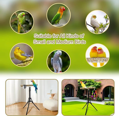 16-63 Inch Height Adjustable Bird Perch Pepper Wood Bird Training Perch Stand - Image 7
