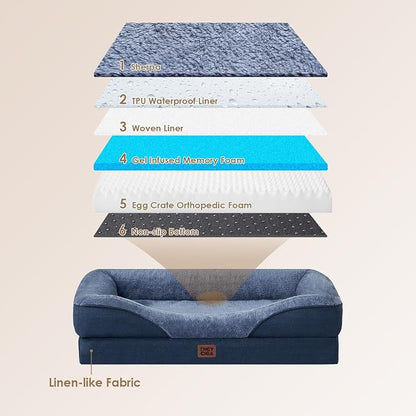 EHEYCIGA Orthopedic Dog Bed for Medium Dog, Waterproof Liner & Washable - Image 3