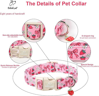 Strawberry Bow Dog Collar for Large Dogs - Image 3