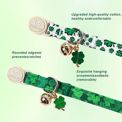 Cat Collar, Spring Green Shamrock Cat Collar - Image 2